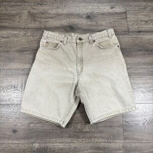Vintage Levis 550 Shorts Mens 33 Beige Denim Relaxed Fit Orange Tab USA 90s